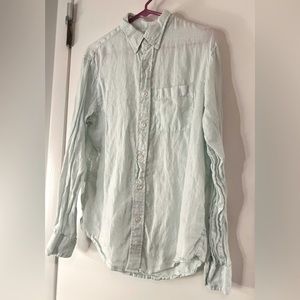 Abercrombie and Fitch men’s linen, button-down dress shirt, seafoam green size M